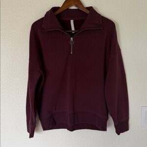 Athleta Cozy Karma 1/4 Zip Pullover color Antique Burgundy medium